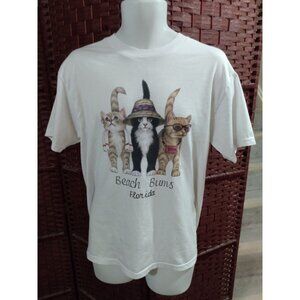 Vintage 90s Beach Bums Funny Cat T Shirt Florida Adult Medium